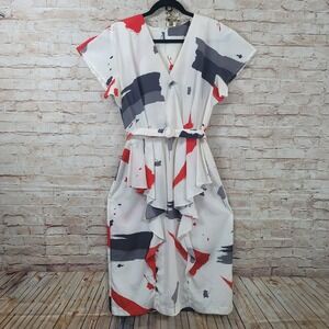Vintage Ala Carte California Woman Med? Dress Belted Paint Splatter Light Weight